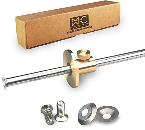 Wheel Marking Gauge Kit with 2 Extra Cutter Wheels and Screws, Small Anti Roll Brass Head, Metric Micro Adjuster Ruler, Woodworking Tools Scriber for Woodworking