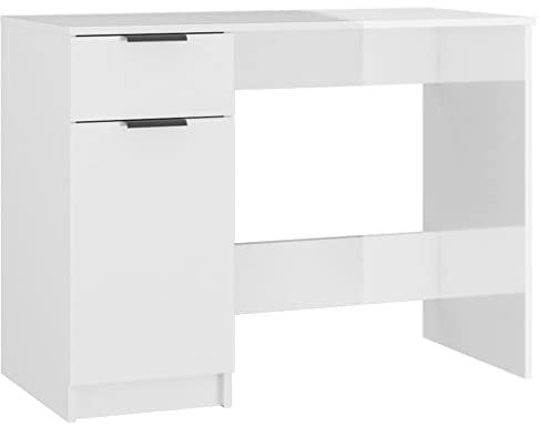 vidaXL Schreibtisch Computertisch Arbeitstisch Bürotisch PC Tisch Büro Laptoptisch Büromöbel Arbeitszimmer Hochglanz-Weiß 100x50x75cm Holzwerkstoff