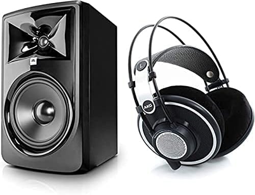 JBL 308P MKII aktiver Zwei-Wege-Studioreferenzmonitor - Einzelgerät + AKG K702 Over-Ear Premium-Studiokopfhörer
