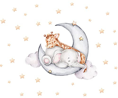 duoyif Wandsticker Tiere Wandsticker Kinder Mit Elefanten Giraffen Sternen Mond Wandtattoo Kinderzimmer Deko Tier Wandaufkleber Wandtattoo Kinderzimmer Babyzimmer Wohnzimmer Schlafzimmer Wanddeko