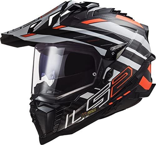 LS2, Motocross Helm EXPLORER CARBON EDGE Black Orange White, XL