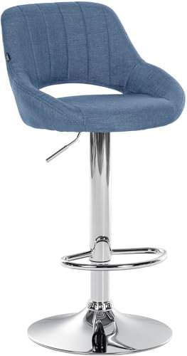 CLP Barhocker Milet I Stoff-Bezug I Drehbarer Barstuhl, Farbe:blau, Gestell Farbe:Chrom