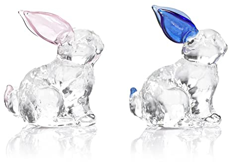 Feelfly Glas-Kaninchen-Figuren, Kristallhasen, Sammlerstücke, Statuen, Osterdekoration, Ornamente, Tischdekoration