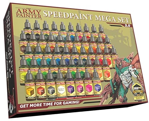 The Army Painter Speedpaint 2.0 Mega Paint Set, 50 x 18 ml Modellbau Farben inkl. 3 metallics, 1 medium & 1 Pinsel - Modell Farben für Wargames Tabletop Figuren & Dnd Miniatures