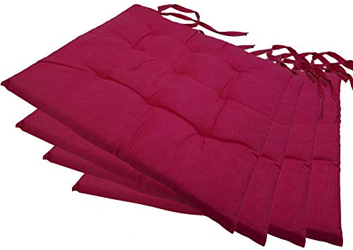 NYVI Stuhlkissen 40x40 cm ComfySeat Beere 4er Set - Sitzkissen mit Bändern/Schleife, 9-fache Steppung - Indoor & Outdoor - Gartenstuhlkissen aus Baumwoll-Mischgewebe - ÖkoTex 100
