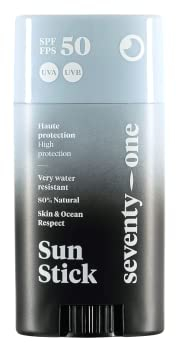 SeventyOne Percent | The Invisible : Sun Stick SPF 50+ | Veganer Sonnenschutzstift für das Gesicht - Sehr hoher Schutz | Sehr wasserfest | UVA 34 | 80% Natürlich - Made in Frankreich | 15 gr