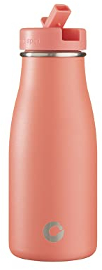 onegreenbottle Evolution Stainless Steel, BPA/BPS Free, Insulated and Leakproof Straw Lid Water Bottle, 350ml Hot and Cold Drinks (Baby Coral)…