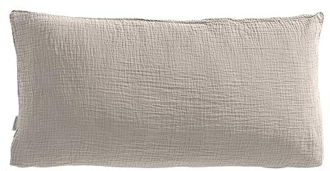 Pure Label Musselin Kopfkissenbezug 40x80 cm aus 100% Baumwolle - Traumhaft weiche, kuschelige Kissen-Sets in Taupe aus Musselin