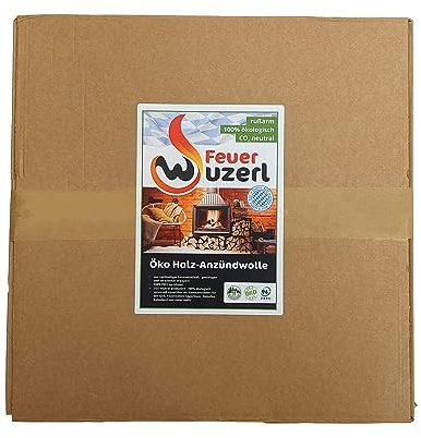 Feuerwuzerl® aus Bayern - Holzwolleanzünder, Kaminanzünder, Grillanzünder, Ofenanzünder - CO2 neutral produziert - 100% ökologisch - geschlagen und verarbeitet in Bayern (Gewicht: 5 kg-ca. 400 St.)