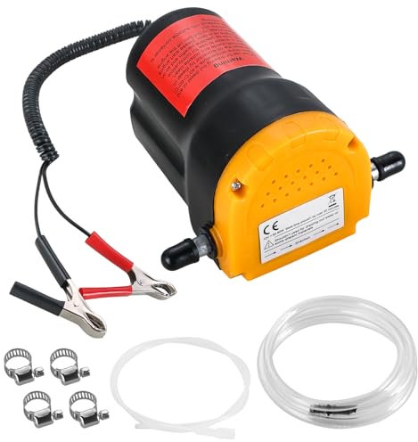 NYXOVA Oil Change Pump Extractor 60W 12V Oil Diesel Fluid Pump Extractor Scavenge Suction Transfer Pump with Hose Pump Oil Quick Changer for Boat Car Speed Boat Motorcycle (Yellow)
