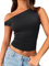 Trendy Queen Womens Off The Shoulder Tops Summer Shirts Going Out Crop Tank Top Y2K T Corset Tube Cute Fashion Outfits, Black, S