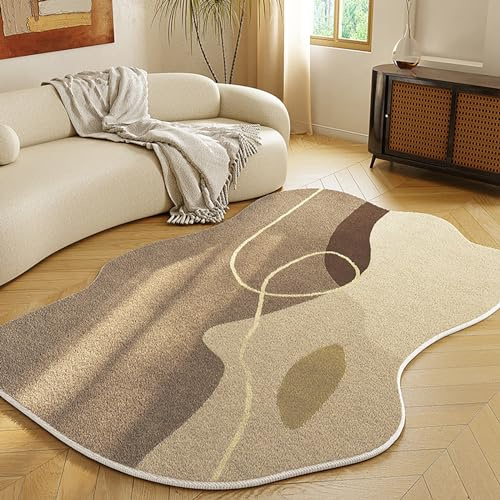 Unregelmäßig geformter Teppich, weiche Wolle, moderne Teppiche für Wohnzimmer, Schlafzimmer, zottelige, zeitgenössische Bodenbeläge, Teppiche, Läuferteppiche für den Innenbereich ( Color : A , Size :