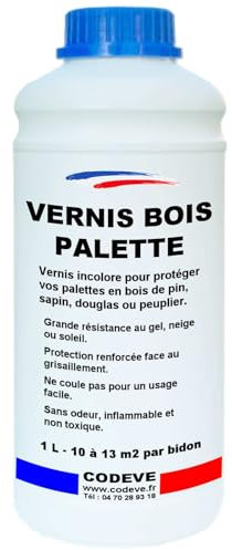 Vernis Bois Palette - Codeve Bois - 1 - Intérieur/extérieur - Pour Protéger Votre Bois De Palette En Pin, Sapin, Douglas Ou Peuplier.