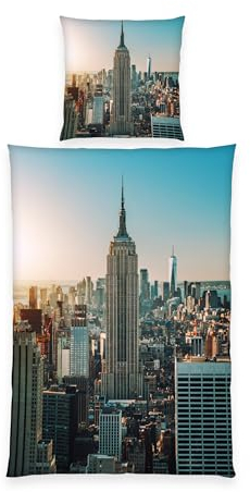 Herding Klaus GmbH New York Empire State Building Skyline Bettwäsche glatt One World Trade Center 135 x 200 cm Kissen 80 x 80 cm 100% Mikrofaser NEU Wow - All-In-One-Outlet-24 -