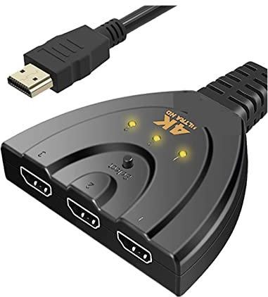 KOZWAY Miscelatore Video Switcher Compatibile con HDMI a 3 Porte Supporta Splitter Compatibile con HDMI 4K Smart HD 1080P 3 ingressi a 1 Uscita for PS4