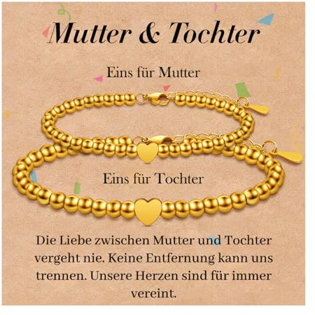 SUNSH 2 Stück Mutter Tochter Armband,Mutter Tochter Geschenk,Zurück Zur Schule Geschenke,Muttertags Geschenk, Frauenarmband, Mutter Tochter Geburtstag/Schulanfangs Geschenk,Herz Wunsch Set