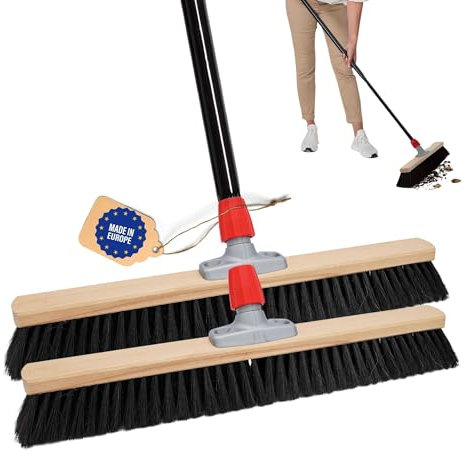 Novaliv Scopa grande, 2 scope da sala da 80 cm, con manico in setole sintetiche, ideale come scopa da officina con manico, scopa industriale, scopa per casa, scopa per capelli, scopa grande