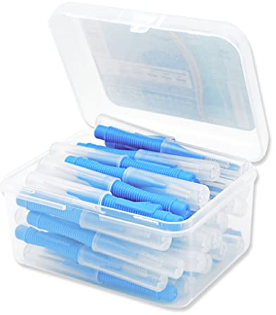 dijiusidy 40 Stücke Interdentalbürste Geschmeidige Zahnseide Push Pull Kunststoffzahnbürsten I förmige Mundpflegewerkzeuge für den Innenbereich Haushalt Reisen, Blau, 1.0 mm