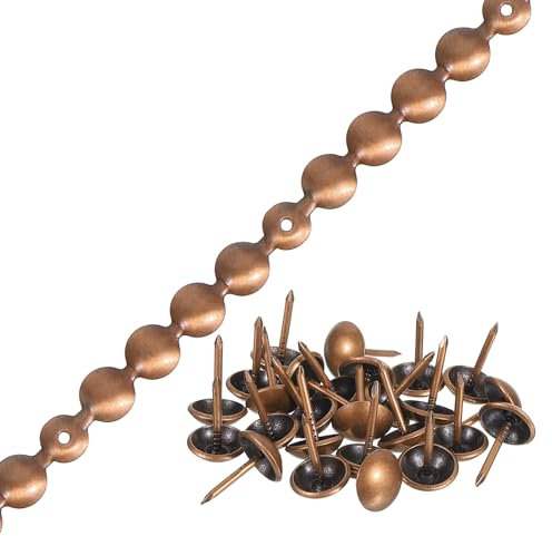 QUARKZMAN Tira de Clavos para Tapicería, 1 Metro, Decoración de Flores de Cobre para Sofá, Cabecero de Silla, Muebles con Clavos para Tapicería (11 Mm de Cobre).