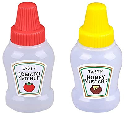 Sauce Squeeze Containers - Condiments Jars Bottle, Glass Sauce Bottles | Salad Dressing Tomato Ketchup, Bottle mayonnaise Condiments Jars for Kids Adults Picnic Bbq Crafts, Red 7x3cm