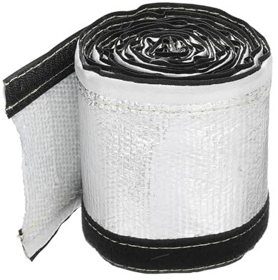 sourcing map 1.5mm Heat Shroud Aluminized Sleeving 1 ID x 10FT Aluminum Metallic Fiberglass Heat Shroud for Fuel Lines Cables Electrical Wiring