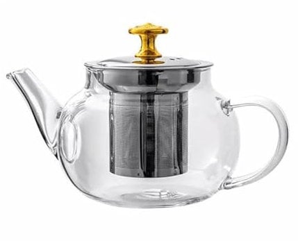 Clear Glass Tea Kettle with Strainer Heatproof Tea Loose Leaf Borosilicate Teapot with Removable Infuser Stovetop 400ml Can Glass Cups (Clear-B, One Size)
