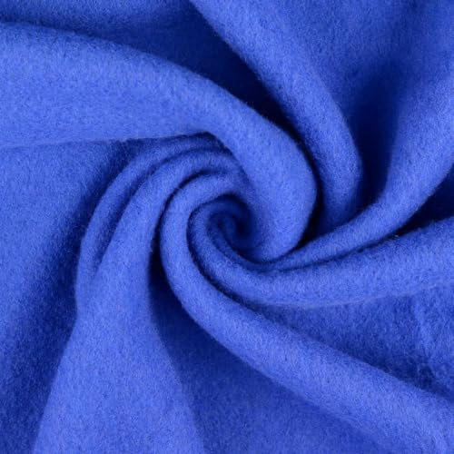 Woll Fleece aus reiner Schurwolle - Walkloden Jersey weich und dehnbar - Mulesing frei Öko-Tex Klasse 1 Bekleidungstoffe Meterware (Royalblau)