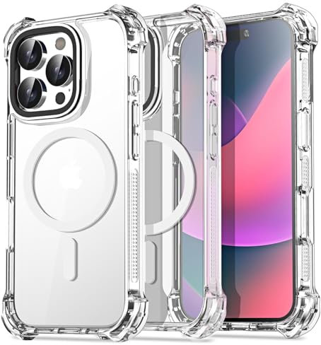 AICase für iPhone 16 Pro Hülle Mit Magsafe [Anti-Yellowing] Case Handyhülle Stoßfeste Kratzfeste Schutzhülle Cover mit Displayschutzfolie+ Kameraschutz Durchsichtig Militärnorm Schutz Dünn 6.3