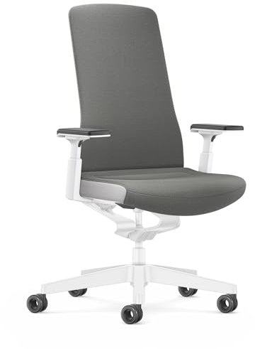 Interstuhl Bürostuhl Pure Interior Edition - Der Schreibtischstuhl der Sich an Gewicht und Bewegung anpasst - ergonomische Smart-Spring Technologie - Made in Germany (4D-Armlehne, Grau | Weiß)