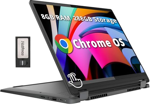 Lenovo IdeaPad Flex 5i Plus 14 WUXGA Touch Chromebook 2 in 1, Intel i3-1315U, 8 GB di RAM, 288 GB di memoria (128 GB eMMC + set docking station da 160 GB), tastiera retroilluminata, webcam FHD, Wi-Fi