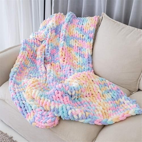GYHH 100% Handgestrickt Gestrickte Decke Grob Kuscheldecke Grobstrick Decke Wolldecke Strickdecke Tagesdecke Überwurf Decke Zuhause Dekor Geschenk Fürs Sofa Tagesdecke (Broken Flower,100x200CM)