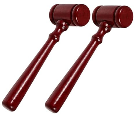 WHAMVOX 2pcs Wooden Judge Gavel Auction Hammer Set Court Hammer for Legal Sale and Role Play Redwood Color