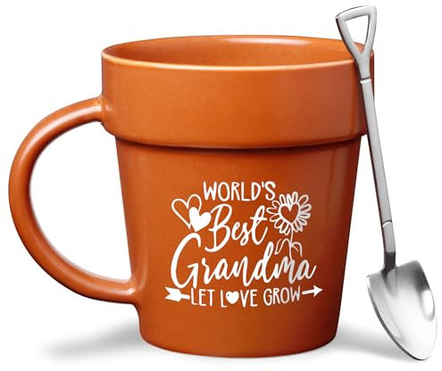 VELENTI Plant Lover Mug With Metallic Shovel Ornament - Fancy Gifts for Women, Men - Mother's Day, Christmas, Birthday