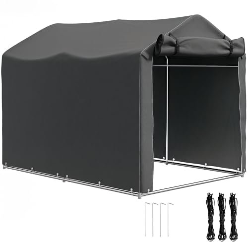 Outsunny Tenda Garage 2.2x1.6 m con Ingresso Avvolgibile, Corde e Picchetti, Garage Moto per Esterno in Metallo Zincato e PE, per Moto, Attrezzi da Giardino, Grigio Scuro