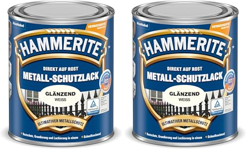 Hammerite METALLSCHUTZLACK GLAENZEND WEISS 750ML (Packung mit 2)