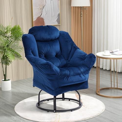 TinFrey Poltrona Girevole 360° - Sedia Relax XXL in Ecopelle Morbida con Struttura Acciaio, Portata 227 kg (500 lbs), Montaggio Facile, Poltrona per Salone/Ufficio/Lettura, Design Moderno e Comodo