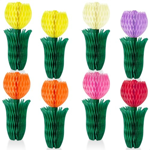 Fiori di Carta per Decorazioni,Fiori Decorativi Tulipani a Nido D'ape a Sei Colori,Rose di Carta per Decorazione Tavola Casa Compleanno Ragazze,Decorazione Matrimonio e Festa in Giardino