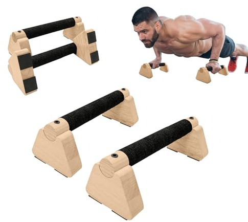 Docaharbour Wooden Parallettes Bars, 2 PCS Wood Push Up Bars-10 Inch