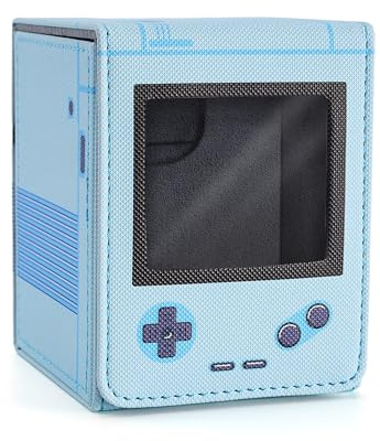 Venssu Retro Konsole MTG Deck Box mit Commander-Anzeige (Blau) | Für 120 Einfach gesleevte/100 doppelt gesleevte Karten, Kompatibel TCG/PTCG/OPTCG Karten, Starke Magnete, Mit 2 Trennwänden