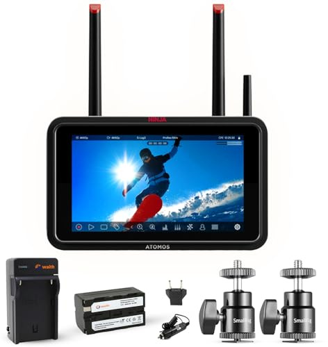 Atomos Ninja TX Écran tactile professionnel avec batterie d'alimentation, chargeur et support en alliage d'aluminium pour appareil photo 5,2