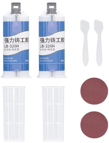 Baxnore Adhésif de réparation en métal, colle AB forte résistante aux hautes températures pour les fissures en béton de pierre en céramique 2 pièces avec grattoirs à papier de verr