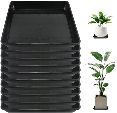 eupdd 10 Stück 30x30cm Blumentopf Untersetzer Eckig | Pflanzen Untersetzer Quadratisch, Aus Kunststoff, Robust und Langlebig, für Indoor und Outdoor Pflanzkübel und Blumentöpfe