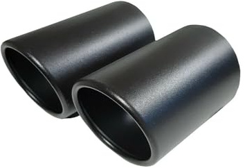 CARTUNER Edelstahl Auspuffblenden schwarz Doppelendrohr 2x 80mm in Sportauspuff Optik kompatibel mit A3 A4 Passat 3C B6 Tiguan