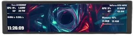 Tosuny Moniteur de Température D'ordinateur 9,2, Panneau de Capteur de Boîtier PC, Prise en Charge du Thème Vidéo Dynamique, Affichage de la Température des Données CPU RAM HDD, écran (Black)
