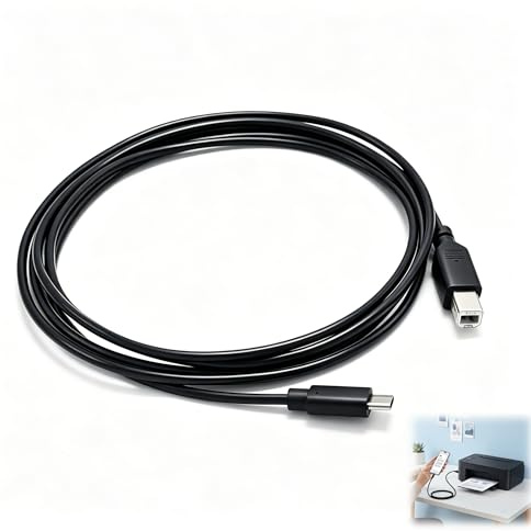 USB C to USB B MIDI Cable [3M] - Type C to B Printer Cable for MacBook Pro, Digital Piano Adapter for Yamaha Casio, Audio Interface Cord for MIDI Keyboard, DJ Controller, Laptop, 10ft, Black