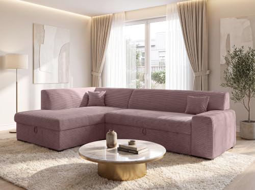 AXLIVING Lucera Schlafsofa 260 cm Altrosa Links