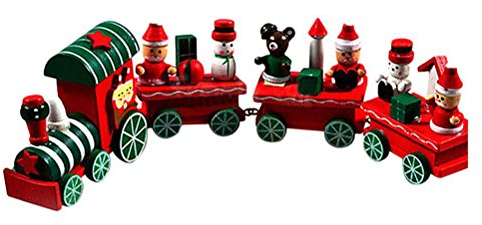 Holz Eisenbahn Deko 4 Stück Holzzug Weihnachtsdeko für Kinder