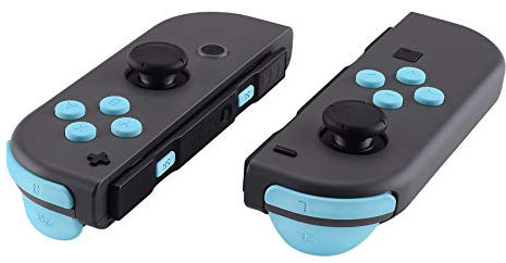 eXtremeRate Ersatz Buttons Set für Nintendo Switch Joycon, Matt DIY-farbige Knöpfe & Tools, Tasten Ersatzteile für Switch OLED Joy Con(Himmelsblau)-Ohne Joycons