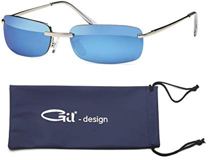 Gil-Design Hochwertige Rechteckige Herren Unisex Matrix Sonnenbrille mit Federscharnier + Brillenbeutel - Radbrille Sportbrille Motorradbrille Biker Sonnenbrille