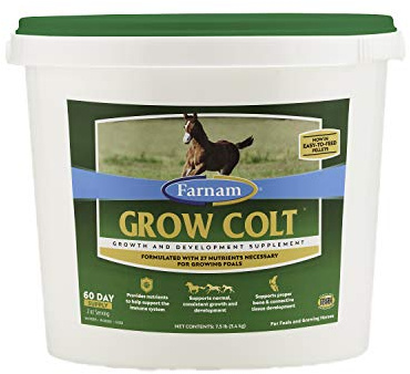 Farnam Grow Colt Supplement for Growth & Development, Supports Normal, consistent Growth in First Years of foal's Life, 7.5 lbs., 60 Day Supply